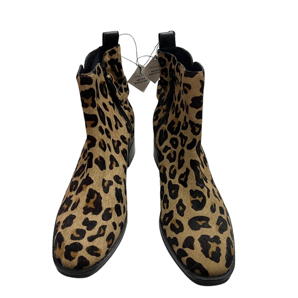 Cole Haan Women's Kimberly Waterproof Leopard Print Ankle Booties Size: 7.5 SB3